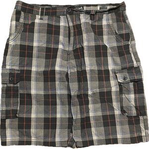 Monument Clothing‎ Co. Mens Gray Plaid Cargo Shorts Size 38